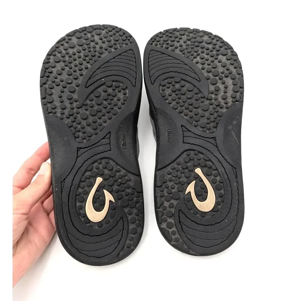Olukai Hokua Soft Straps Flip Flop Beach Sandals Men's Black Size US8 EU41